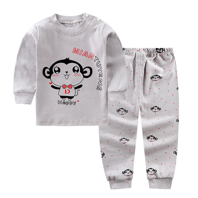 Baby Autumn Winter Cotton Pajamas Long Sleeve Pants Set