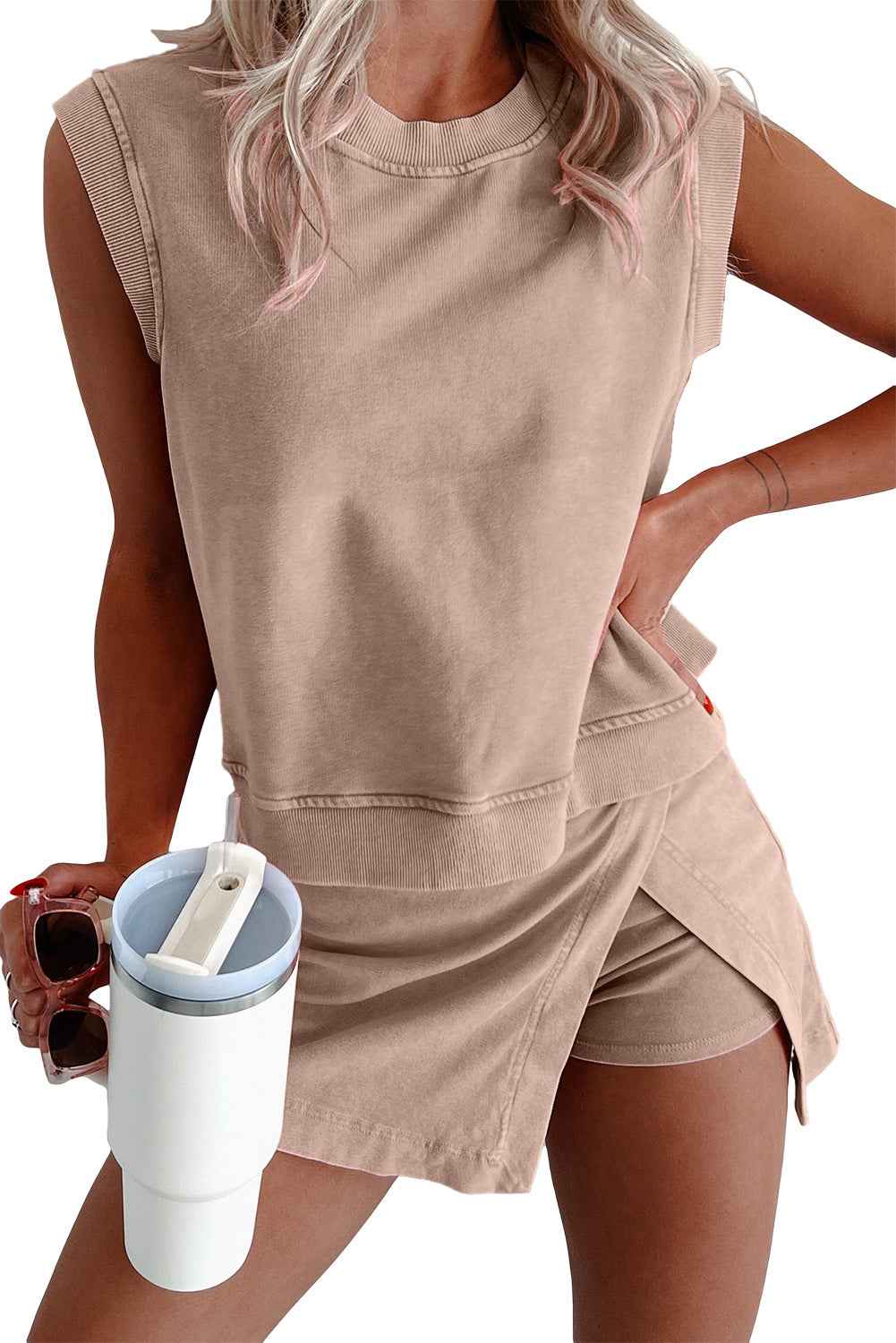 Solid Color Fashionable Casual Suit For Women