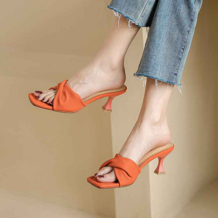 Women's Outer Stiletto Heel Simple Fashion Square Toe Open Toe Fairy Style High Heel Sandals For Women