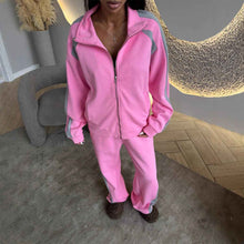 Womens Long-Sleeve Zip-Up Jacket And Sweatpants Two-Piece Set