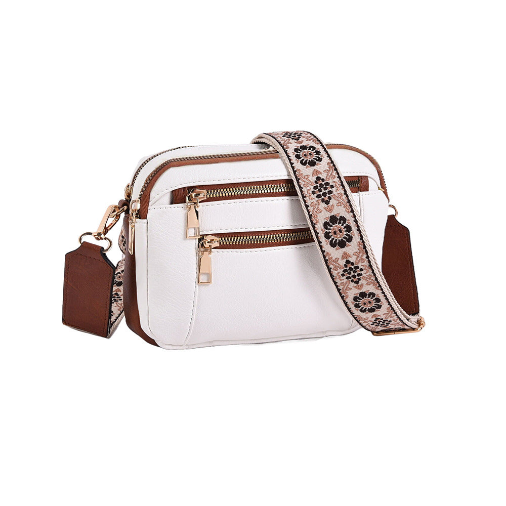 Color Block Multifunctional PU Crossbody Bag With Zipper And Adjustable Shoulder Strap by Mirlaine Univers