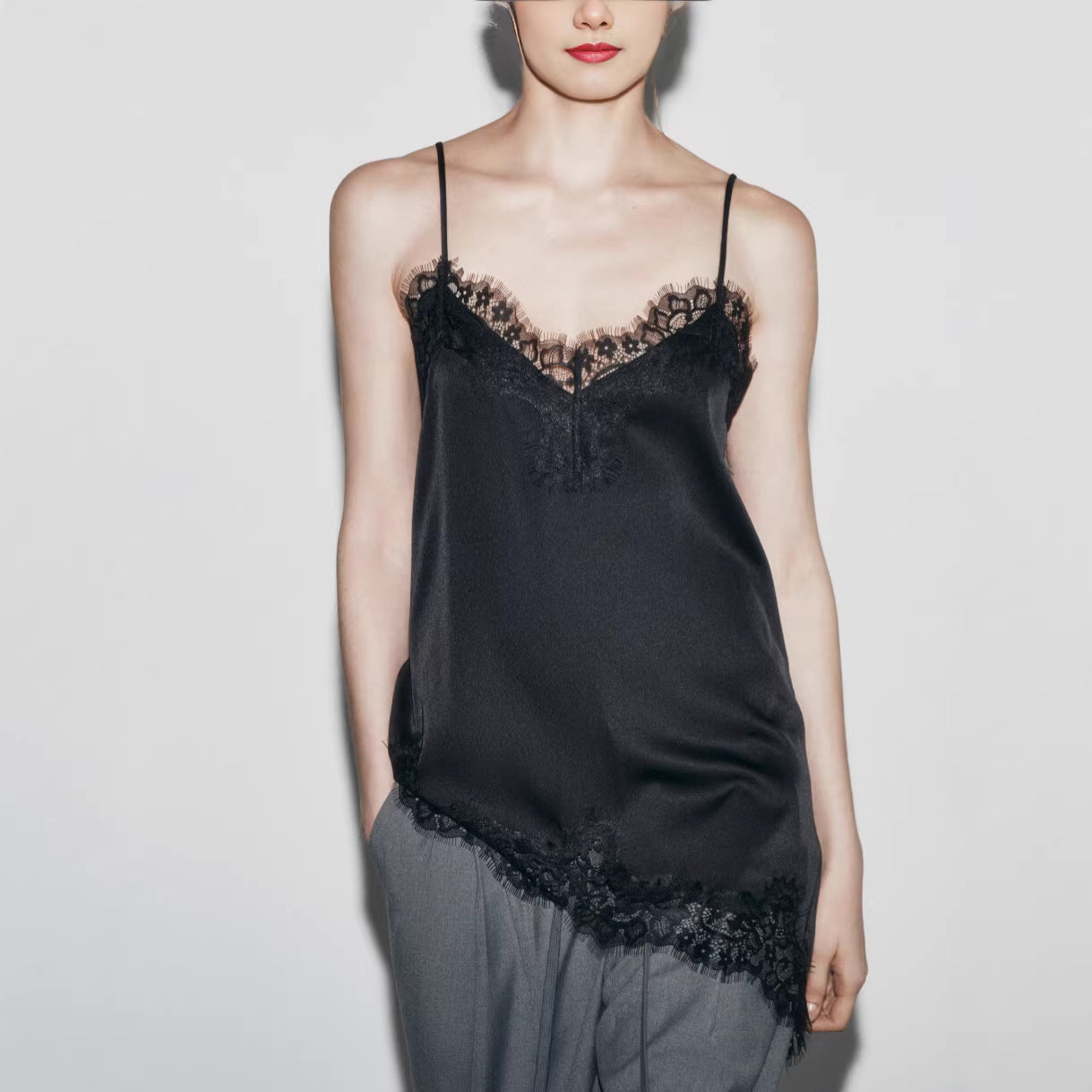 Womens Lace-Panel Irregular Adjustable Tank Top by Mirlaine Univers Womens Lace-Panel Irregular Adjustable Tank Top Mirlaine Univers womens-lace-panel-irregular-adjustable-tank-top 0 Womens Lace-Panel Irregular Adjustable Tank Top Mirlaine Univers Womens Lace-Panel Irregular Adjustable Tank Top
