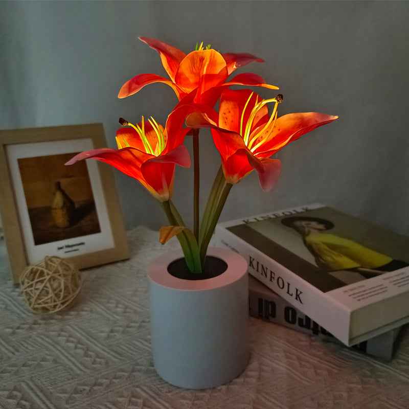 Rechargeable Led Lily Flower Pot Lamp
