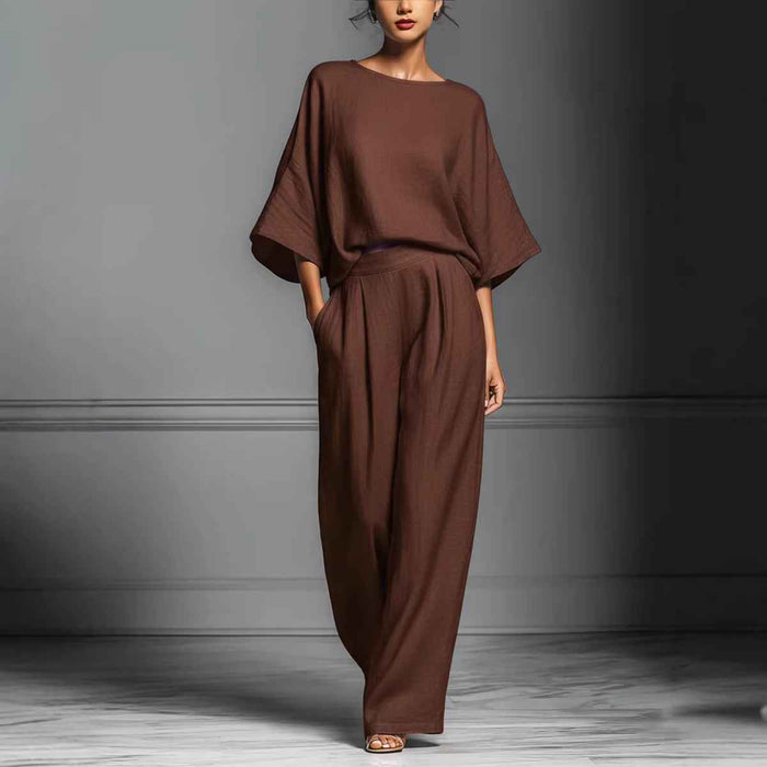 Womens Fashionable And Elegant Flared-Sleeve Linen Suit