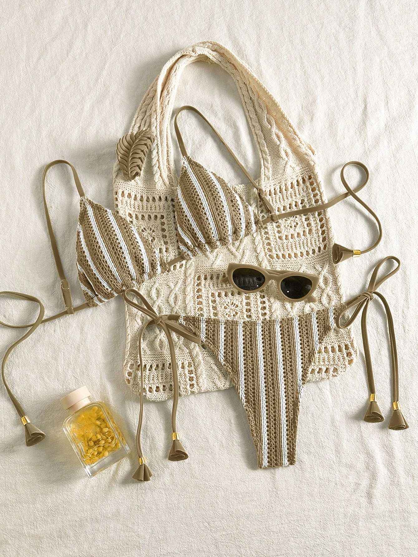 European And American-style Bikini Set Made From Special Fabric Multi-color Lace-up Swimsuit