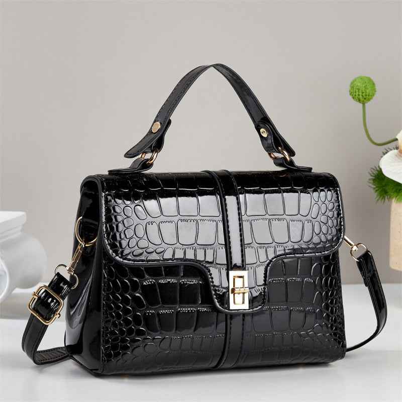 Sleek Stone-patterned Patent Leather Crossbody Bag That Pairs Effortlessly With Any Outfit