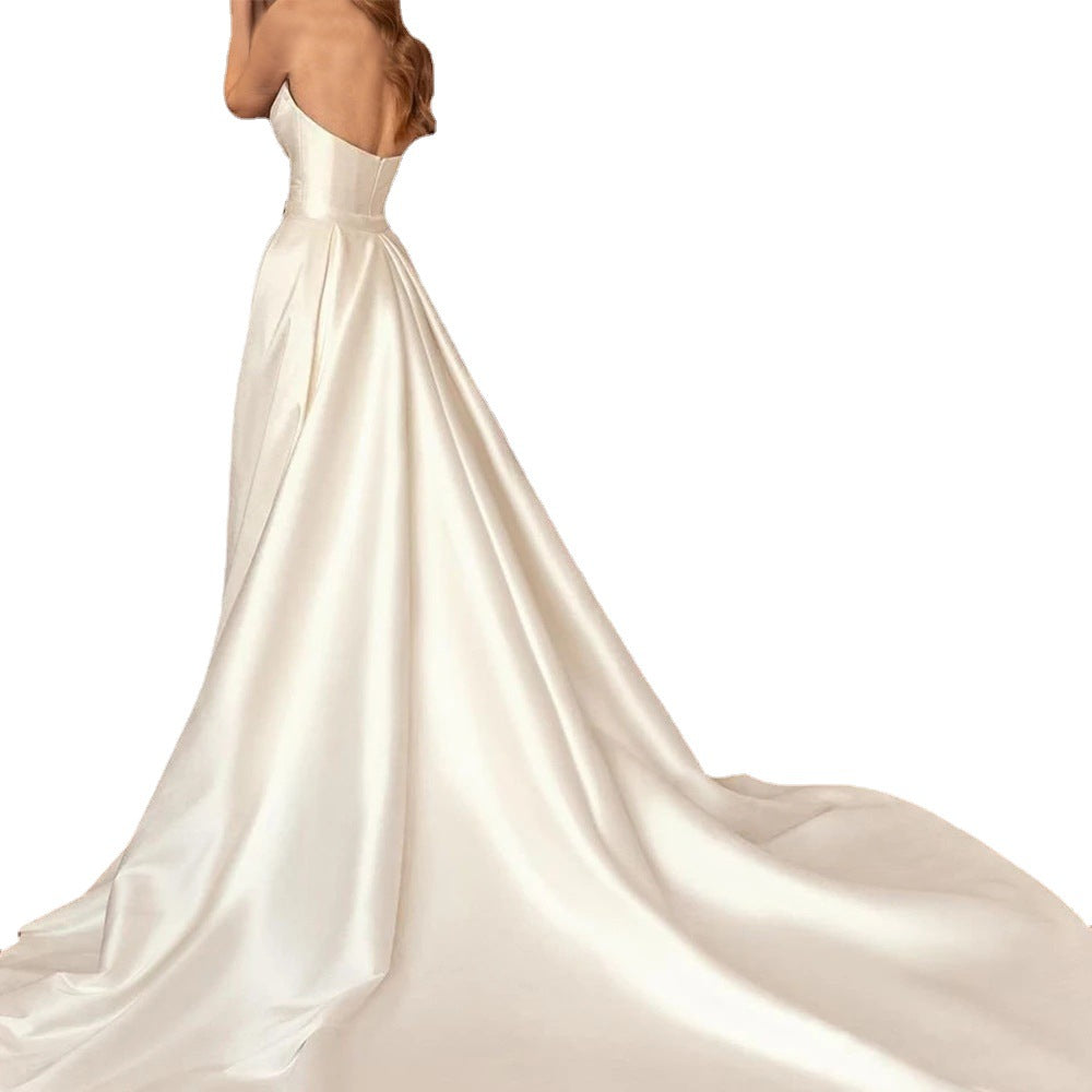 Satin Sheath Sexy Backless High Waist Slimming Trailing Two-way Detachable by Mirlaine Univers