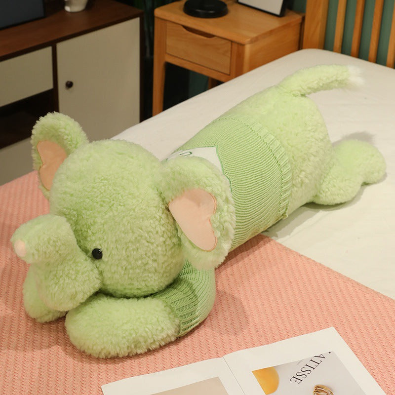 Large Sweater Lying Elephant Throw Pillow Plush Toy Doll by Mirlaine Univers