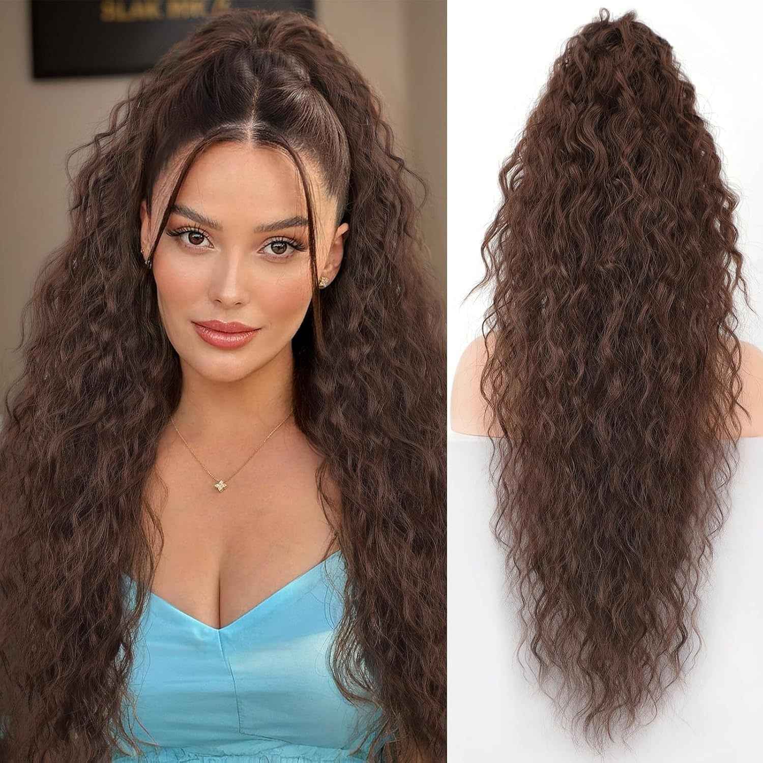 Grip Ponytail Fluffy Long Curly Hair Horse Tail Wig