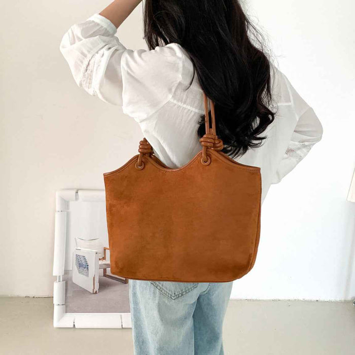 Retro Western-style Solid-color Suede-velvet Shoulder And Tote Bag For Women
