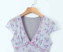 Retro Sexy Deep V-Neck Floral Mini Dress