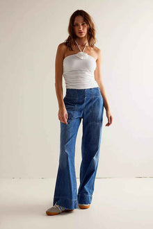 Fashionable Low-rise Non-stretch Denim Trousers Loose-fitting And Slimming