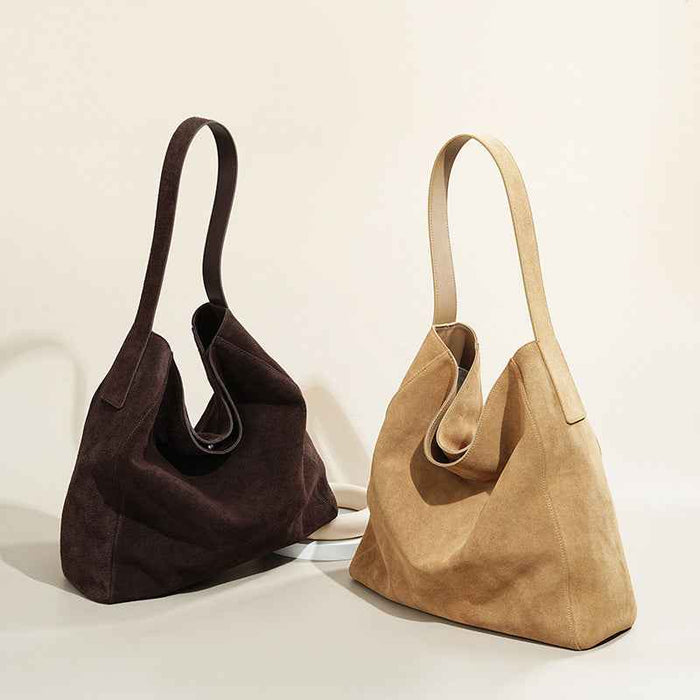 Sac fourre-tout et sac à bandoulière minimaliste en cuir suédé pour femme
