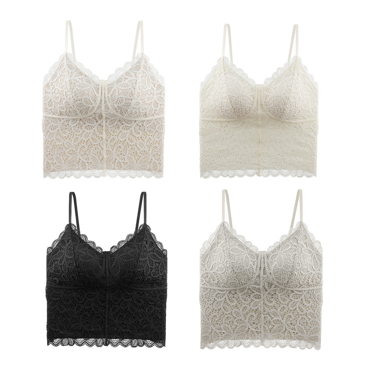 Floral Lace Camisole For Women Padded Mid Length Base Layer