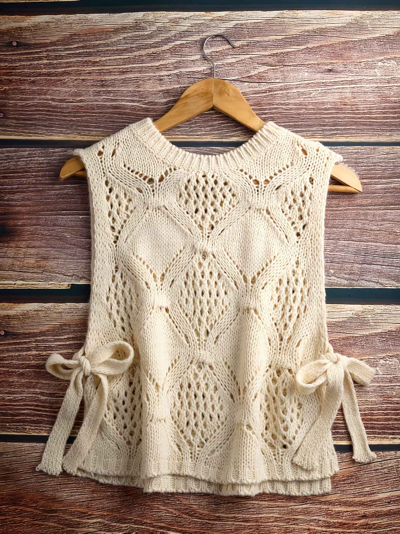 Hollowed-out Vintage Knit Vest Sweater