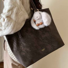 Coffee-Colored Commuter Tote Shoulder Bag With Large Capacity
