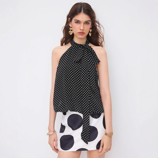 Round-neck Polka-dot Sleeveless Tie-neck Top by Mirlaine Univers Round-neck Polka-dot Sleeveless Tie-neck Top Mirlaine Univers round-neck-polka-dot-sleeveless-tie-neck-top 0 Round-neck Polka-dot Sleeveless Tie-neck Top Mirlaine Univers Round-neck Polka-dot Sleeveless Tie-neck Top
