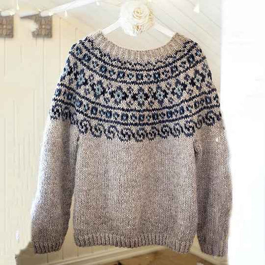Womens Fashionable Loose-Fit Color-Block Crew-Neck Pullover Top