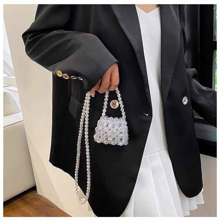 Womens Crossbody Beaded Pearl Handmade Bag Pearl Tote