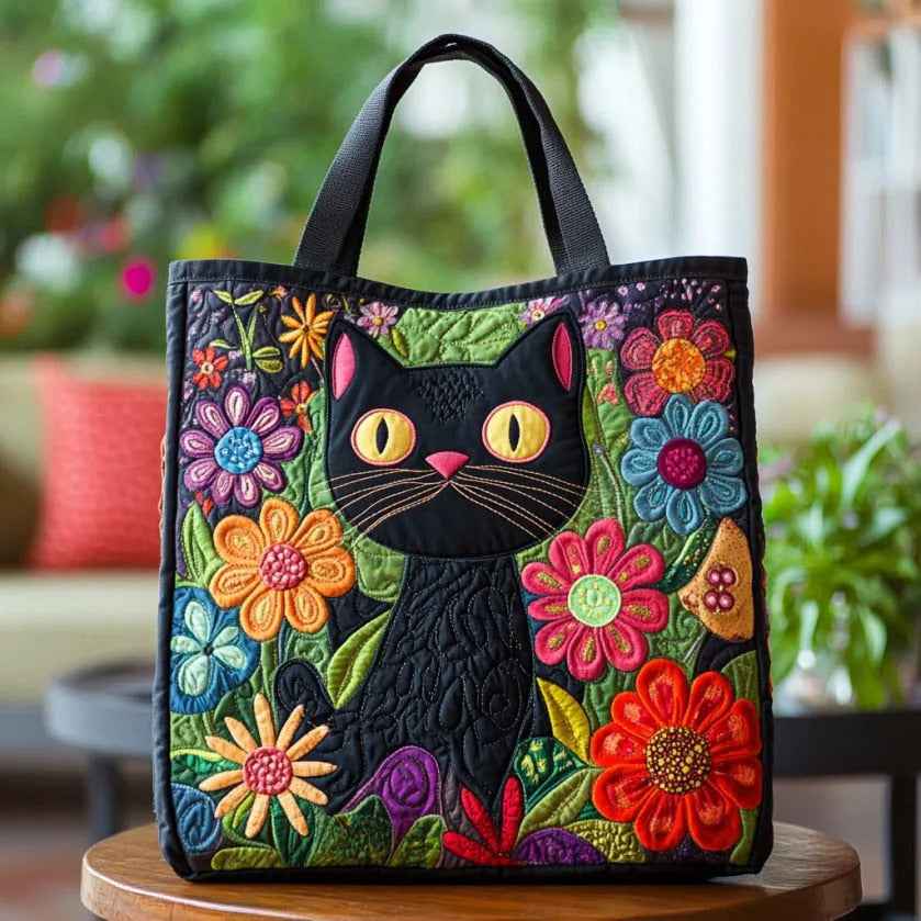 Creative, High-Capacity Tote Bag With Digital Print And Quilted Embroidery