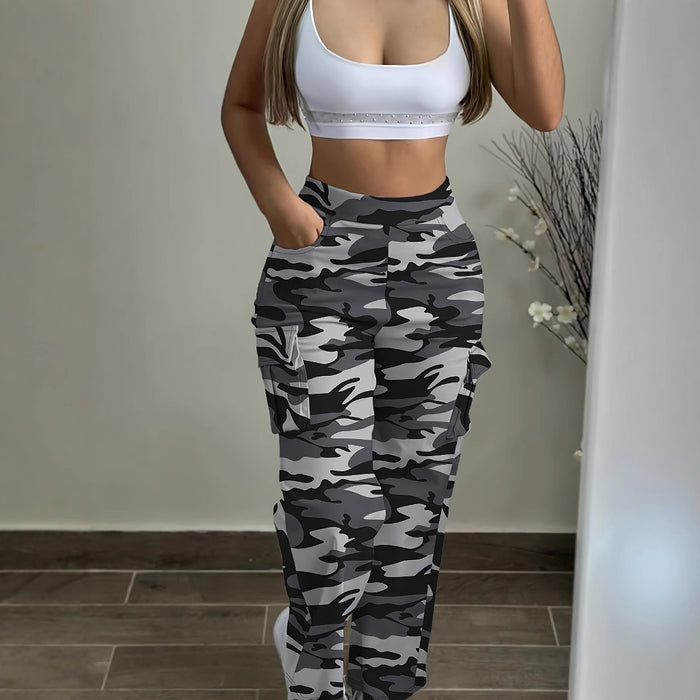 Pantalon cargo camouflage pour femme, pantalon de randonnée décontracté multi-poches pour l'extérieur