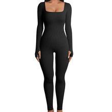 Threaded Square Collar Buttocks Slim Jumpsuit by Mirlaine Univers