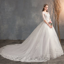 Wedding Dress Trailing Deep V Neck Lace High Waist Wedding Dress Long Sleeves by Mirlaine Univers