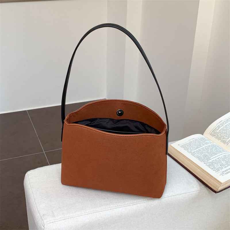 Retro Suede-Like Simple All-Match Tote Bag For Women
