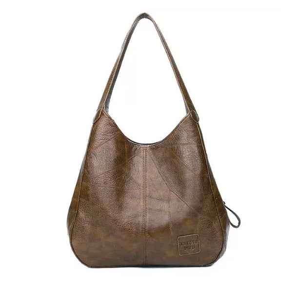 Vintage Large Capacity Shoulder Bags For Women Retro PU Leat