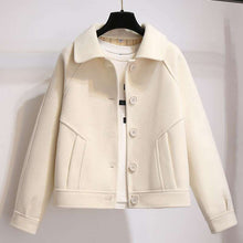 Women's Retro Fashion Short Loose Wool Coat by Mirlaine Univers