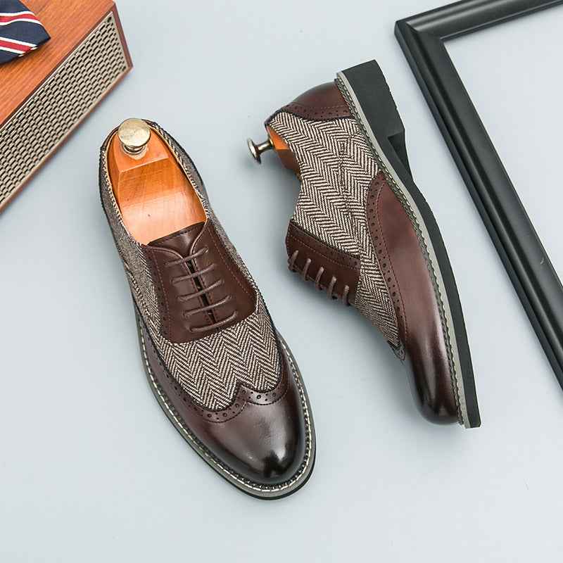 Fashion Brogue Men's Korean-style Casual Formal Wear Leather Shoes