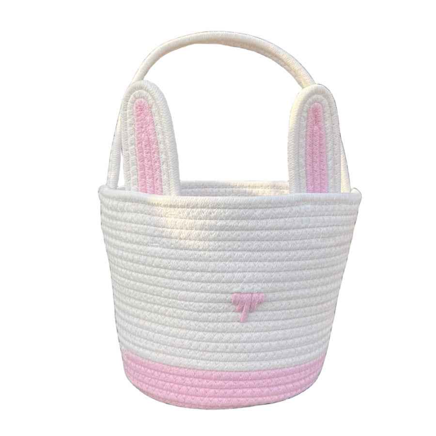 Easter Egg Portable Basket Cartoon Rabbit Hand-woven Cotton Cord Candy Bag