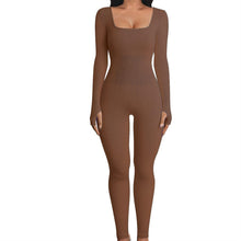 Threaded Square Collar Buttocks Slim Jumpsuit by Mirlaine Univers