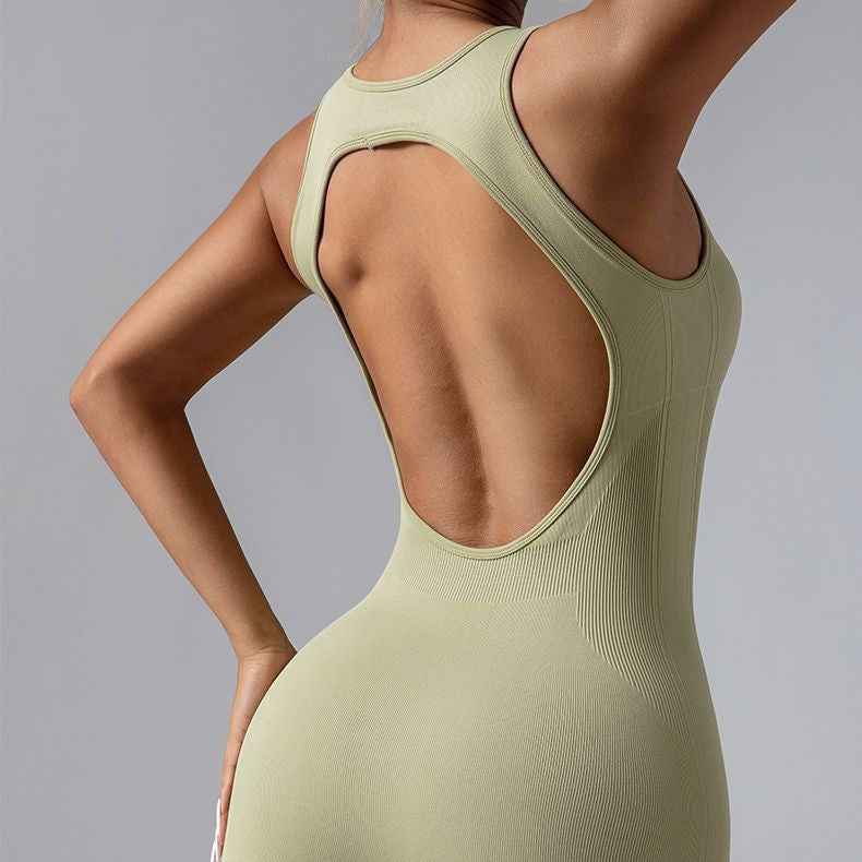 European And American Seamless Knitted Yoga Clothes High Waist Hip Lift With Chest Pad Shockproof Sleeveless Jumpsuit