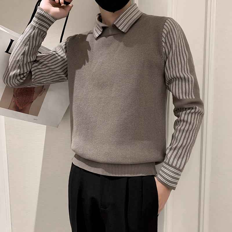 Fake Two Pieces Sweaters Men's Base Knitting