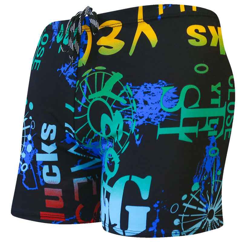 Printed Adult Swimming Trunks Men's Plus Size Boxer Beach Shorts