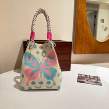 Womens Red Knitted Tote Bag With Magnetic Closure And Large Capacity