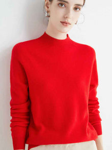 Half High Collar Pure Wool Women's Long Sleeved Knitted Base Sweater