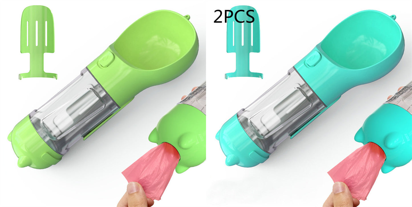 Pet Water Bottle Feeder Bowl Garbage Bag Storage Portable Pet Outdoor Travel 3 In 1 Dog Water Bottle by Mirlaine Univers