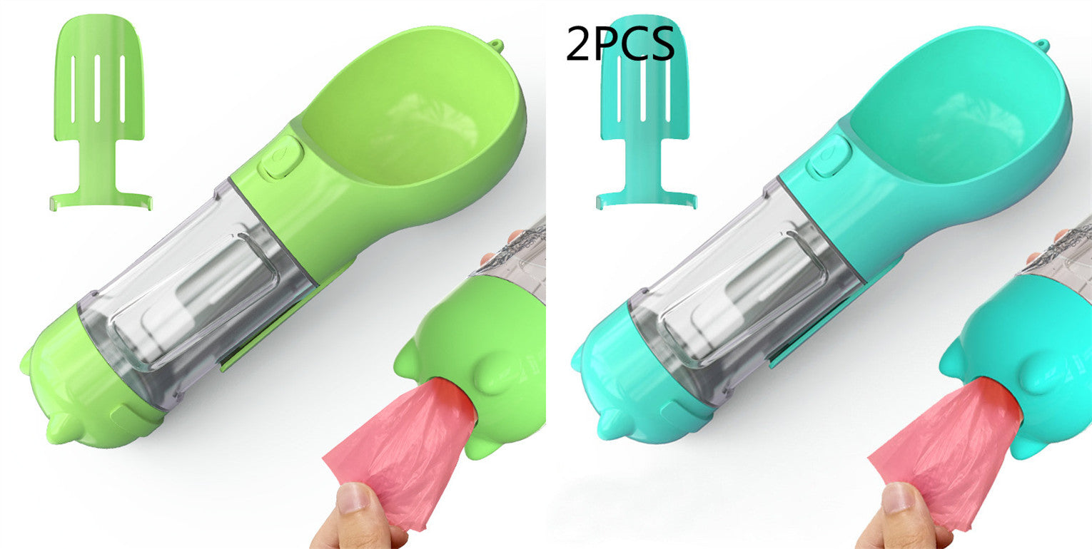 Pet Water Bottle Feeder Bowl Garbage Bag Storage Portable Pet Outdoor Travel 3 In 1 Dog Water Bottle by Mirlaine Univers