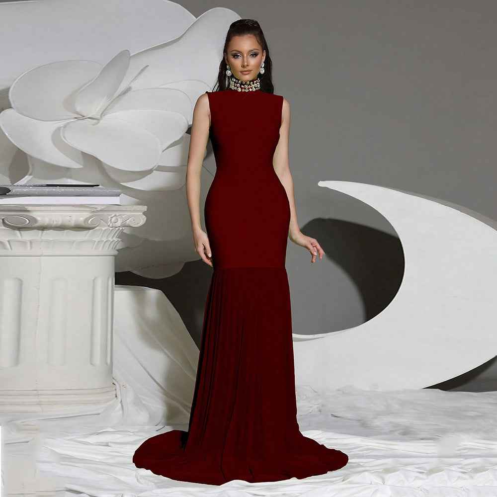 Women's Bandage Mesh-Panel Long Dress