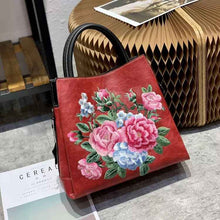 Tote Bag With Embroidered Peony Flowers Ethnic-style Textured Design