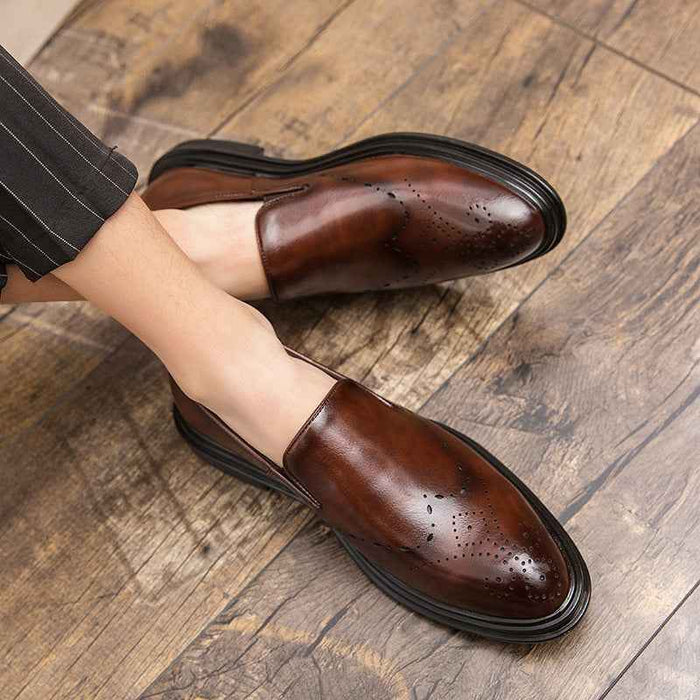Big Size Men's Leather Shoes Slip-on Loafers