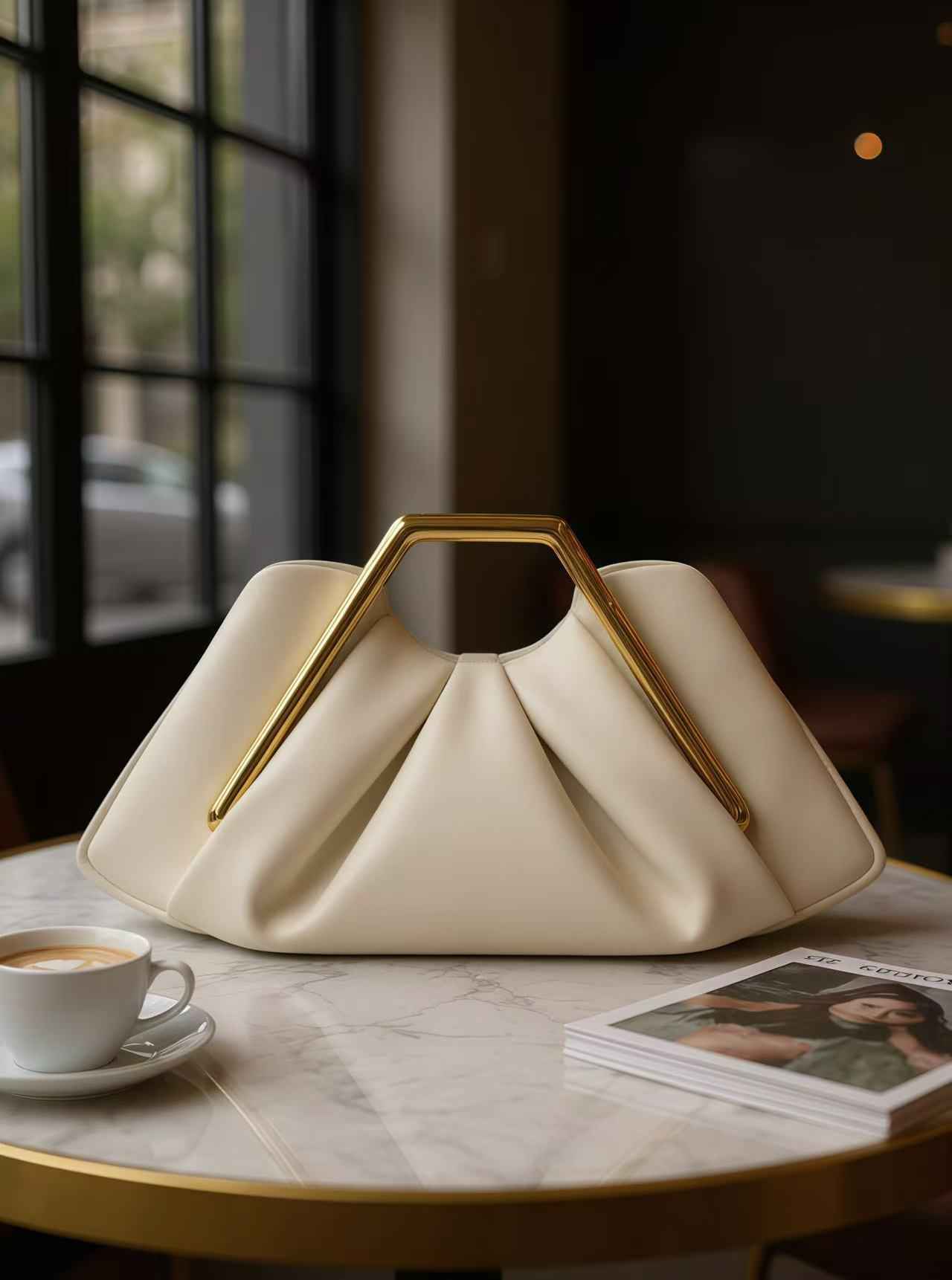 Womens Retro-Style Framed Pleated Cloud Bag