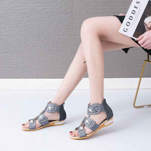 Summer New Fashion Flat Casual Open Toe Rhinestone Hollow Sandals For Women