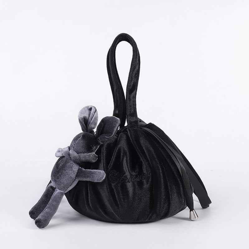 New Cartoon Rabbit Ears Velvet Cosmetic Bags Makeup Bag Happy Easter Party Self-Adhesive Gift Bag For Girls
