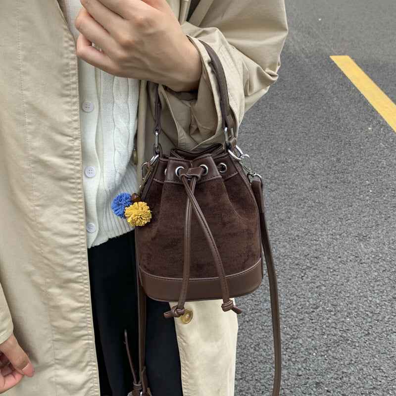 Drawstring Handle All-Match Bucket Bag For Women