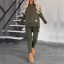 Women's Slit Long Sleeve Top And Trousers Suit by Mirlaine Univers