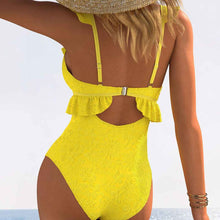 European And American Womens Sexy One-Piece Yellow Swimsuit With Adjustable Straps