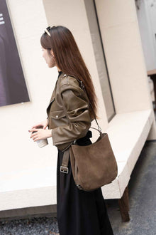Matte Cowhide Niche Shoulder Crossbody Bag